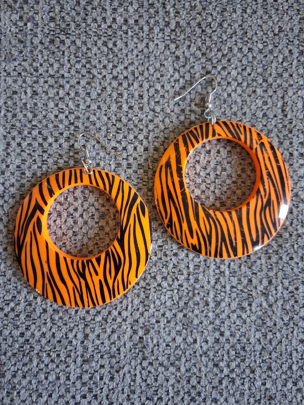 Orange Tiger Print Hoop Earrings - Women Accessories